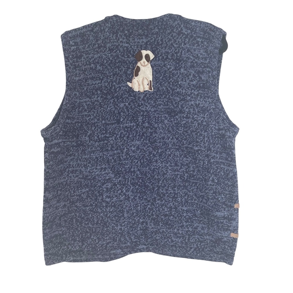 Bobbie Brooks Woman Blue Marled Dog Fence Embroidery Knit‎ Vest 18W 20W - Picture 2 of 6